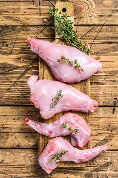 What is Rabbit Meat called in a Restaurant_ Rabbit meat on a chopping board