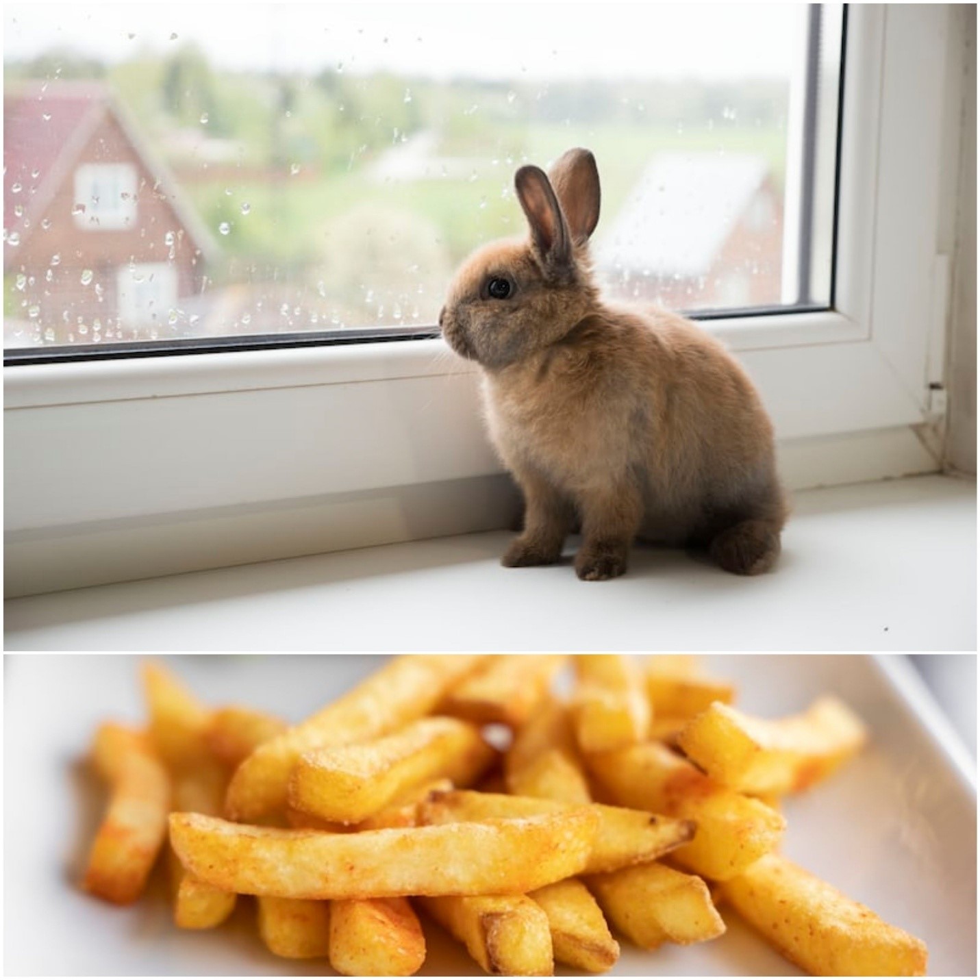 Can Rabbits Eat French Fries _ An domestic rabbit and French fries